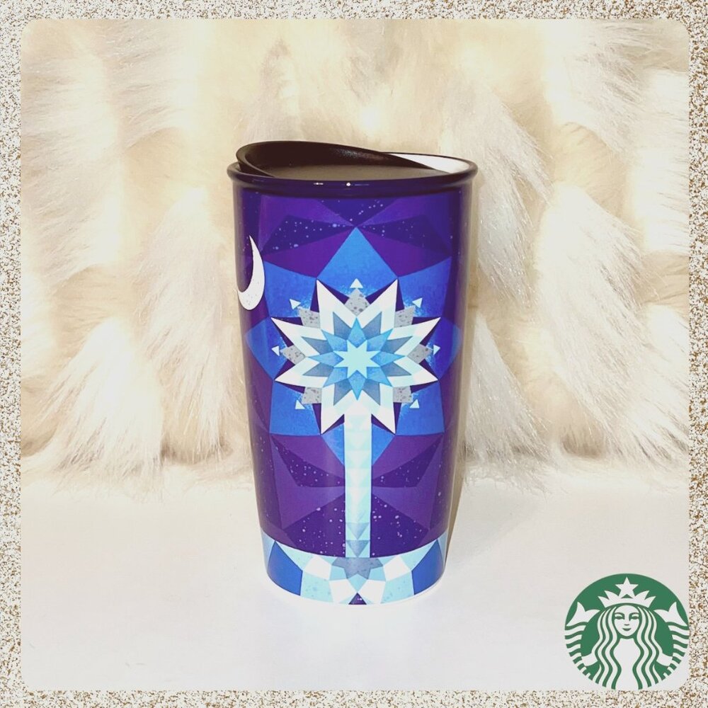 ⭐🌴🌙 Starbucks South Carolina Patchwork Palmetto Ceramic 12oz Tumbler NWOT